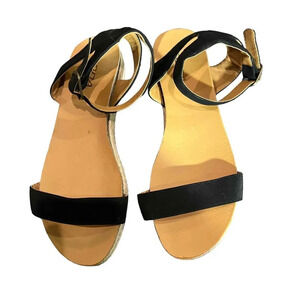 SODA Tacoma‎ Espadrille Black Open Toe Ankle Strap Sandals Women's Size 10